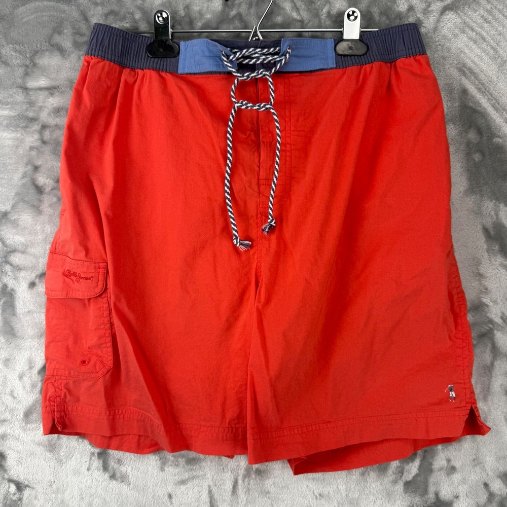 Bobby Jones Collection Mens Red Swim Trunks Cargo Pocket Mesh Lining Medium